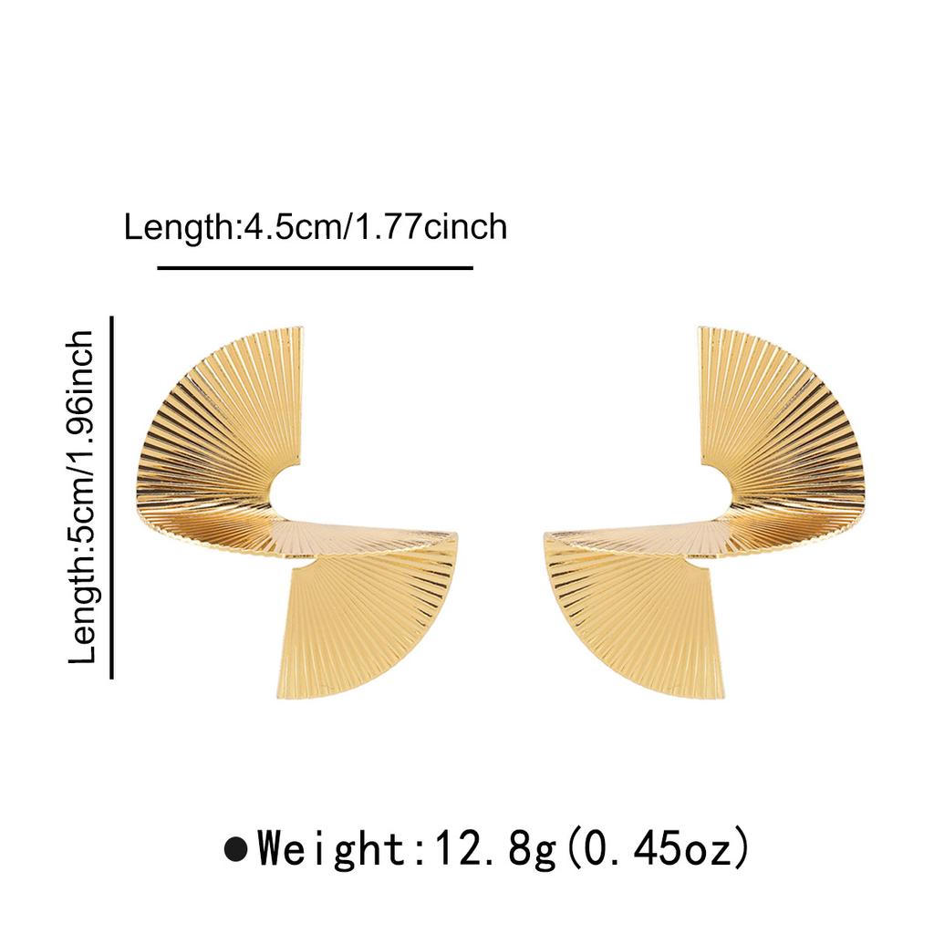 Women Fashion Stereoscopic Alloy Stud Earrings Unique Irregular Pleated Design Elegant High Grade Ear Jewelry