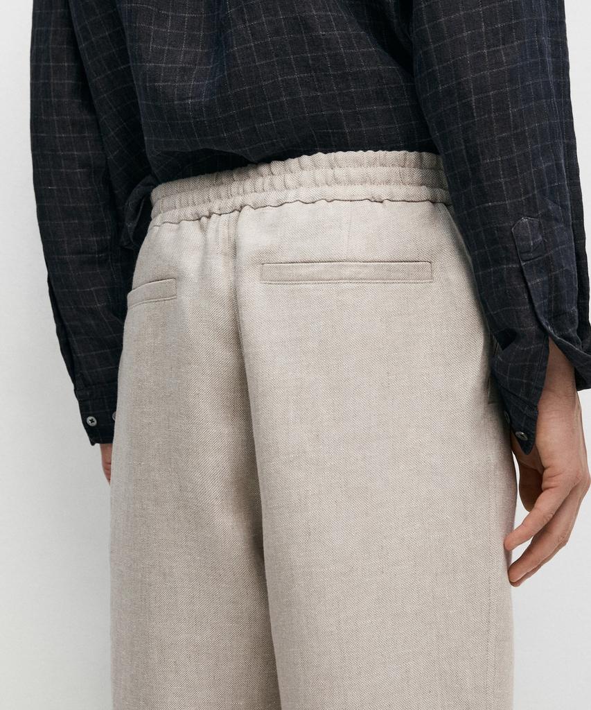 Masimodutti 100% Linen Structure Pants