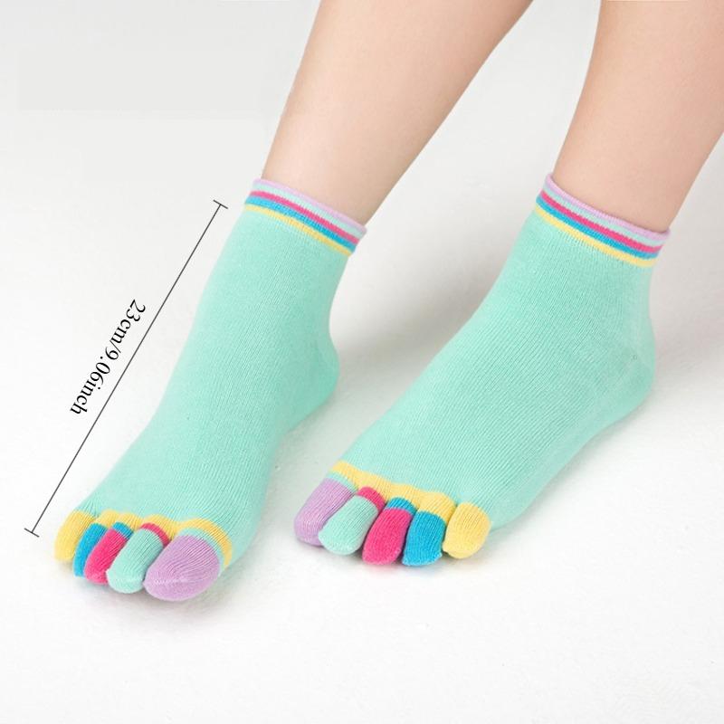 Women Colorful Cotton Five Toe Separator Socks Breathable Heel Grip Sweat Absorbent Wholesale Pack Everyday Comfort Essential