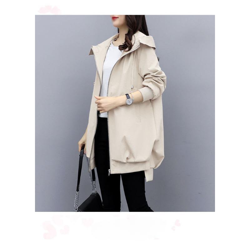 Новая осенне-зимняя женская одежда корейская свободная повседневная ветровка с капюшоном женская однотонная куртка средней длины S