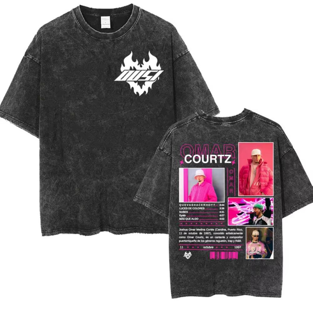 Rapper Omar Courtz Primera Musa World Tour T Shirts Men Women Fashion Gothic Hip Hop T-shirt Vintage Washed Short Sleeve T-shirt