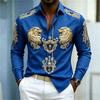 Camicia da uomo stile Barocco testa di leone design slim fit manica lunga camicia Business casual stile street abbigliamento uomo XS-6XL