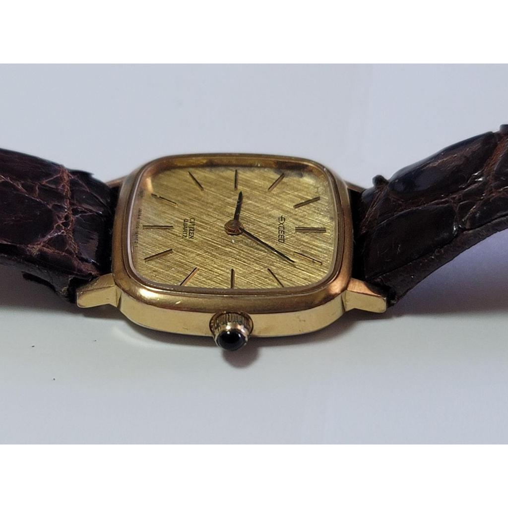 Used [Working Item] Luxury CITIZEN EXCEED 4-101251 Y Quartz Square 2-Hand EGP30 Gold Watch Gold Dial Retro Vintage Antique Men's Ladies Dress Watch