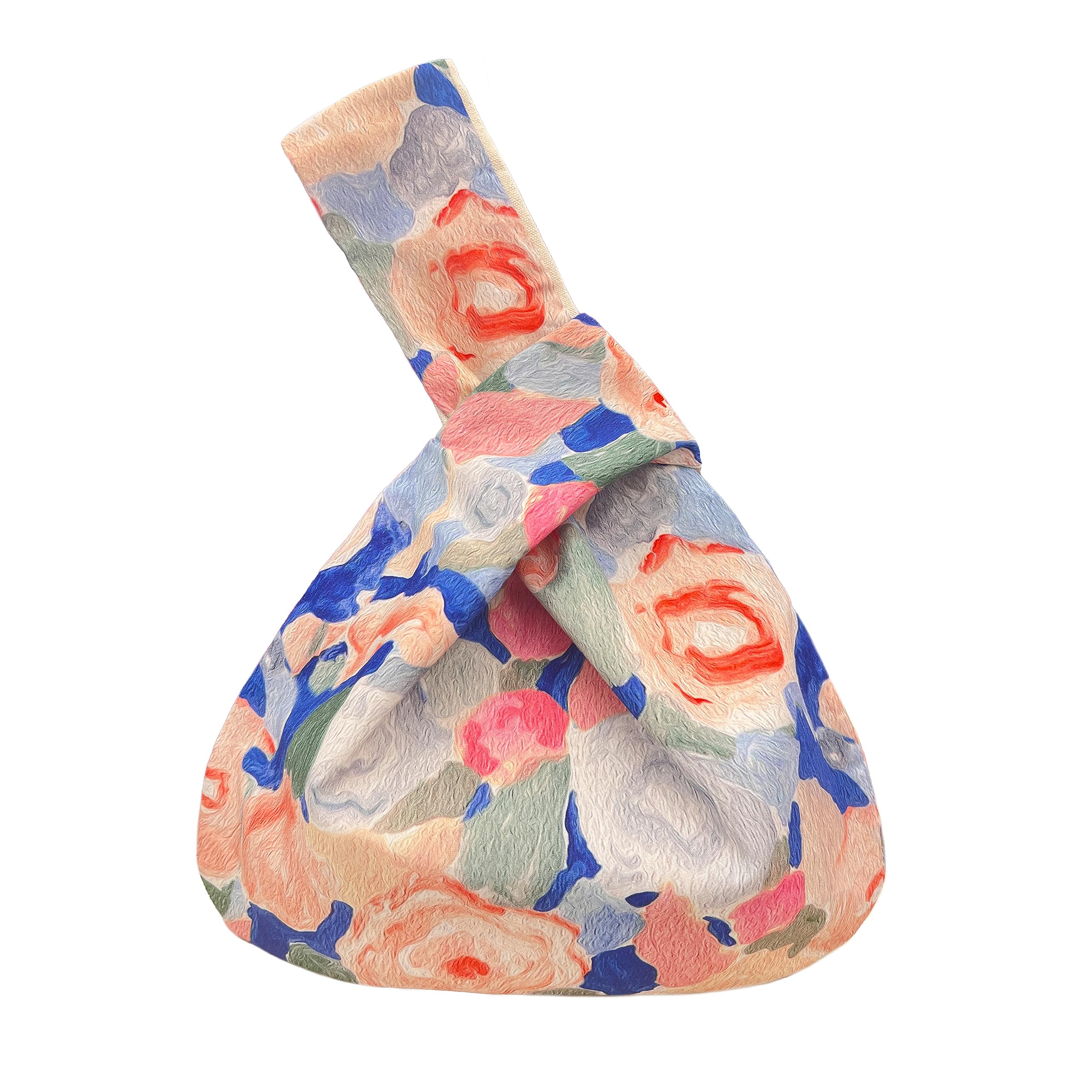 

Мешочек на шнурке Мужилун для сумки в японском стиле с цветочной миниатюрой масляной живописи, японский аксессуар ручной работы для монет, юката, японский, идеально для фейерверков синий