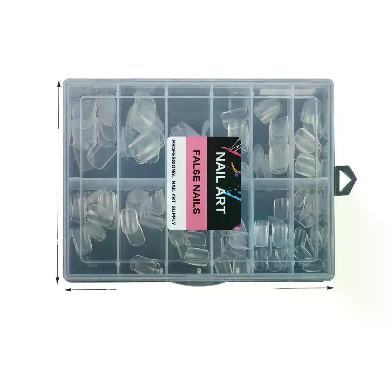 216 PCS Seamless Press On False Nail Tips Transparent Full Cover Fingernail Tip Half Matte Long Coffin Almond Artificial Nails