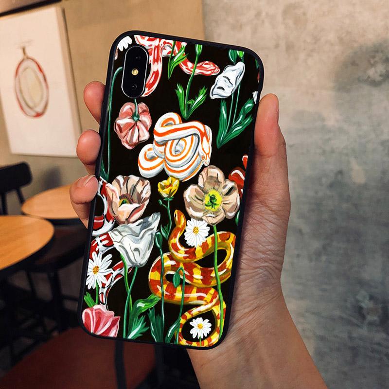 Flower Snake Painting Phone Cases For iphone 11 11Pro Max 8 7 6 6S Plus X XS MAX 5 5S SE 2020 XR Personalised Soft TPU Back Capa