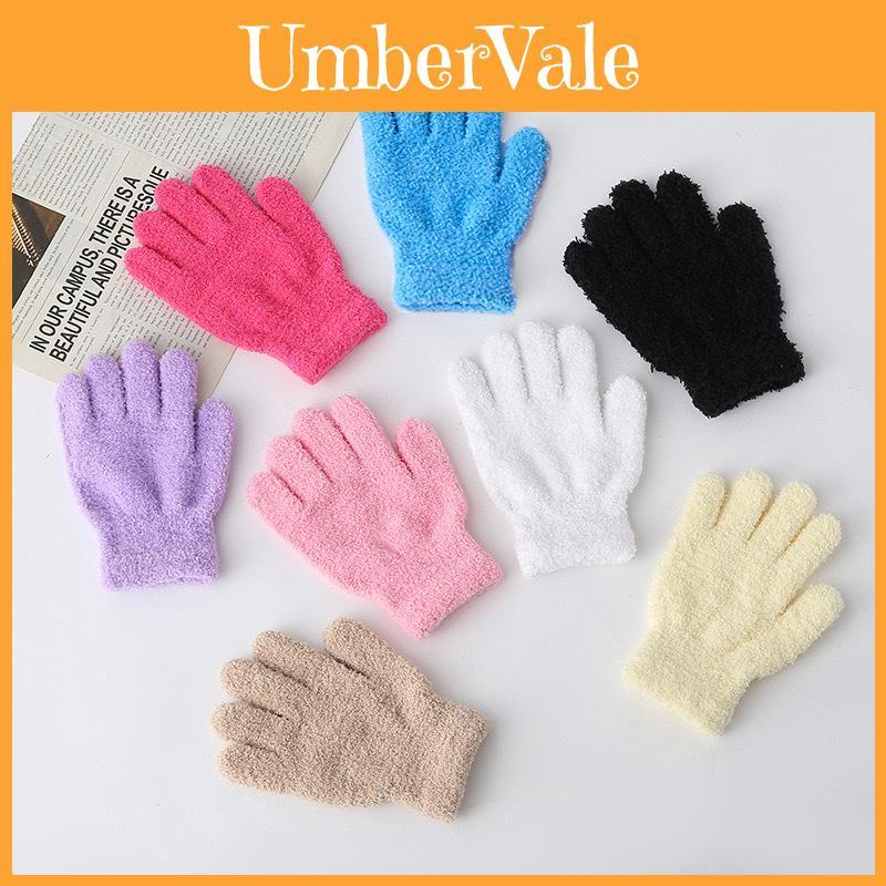 Simple Solid Color Adult And Children Winter Warm And Windproof Plush Gloves For Winter Outdoor Activities