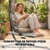 Hanging Chair with Stand, Folding, Retractable Footrest, Light Grey