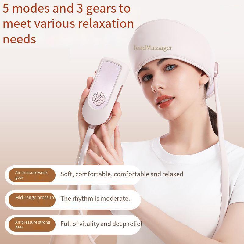 USB 6-zone airbag head massager with 3 levels of force and 5 modes of comfort massager