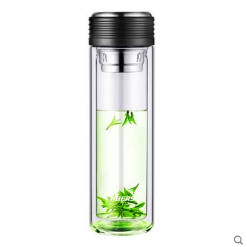 HAERS Double Wall Glass Tea Cup with Infuser