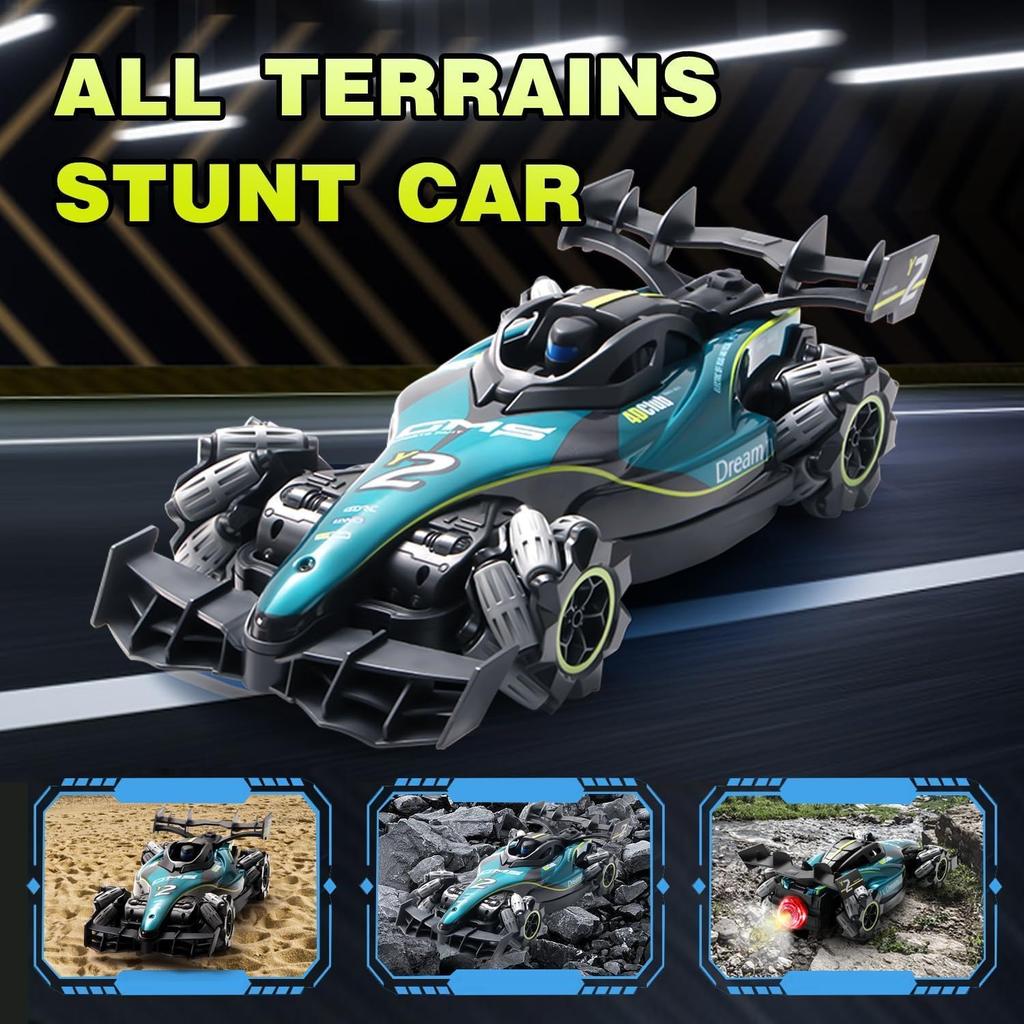 Coche RC Y2, Coche de Derrape con Spray de Luz, 2.4Ghz 4WD Control Remoto 360° Coches de Carreras Acrobáticos Juguetes Eléctricos Modelo Regalos para Niños Niños
