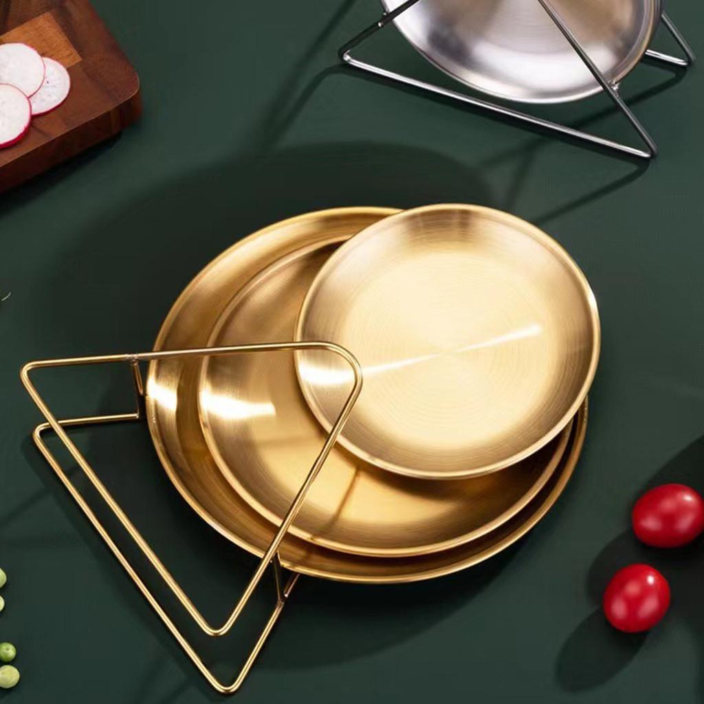 Fruit Cake Dish Round Plate Stainless Steel Spit Bone Dish Dining Table Garbage Plate Household Snacks Fruit Plate