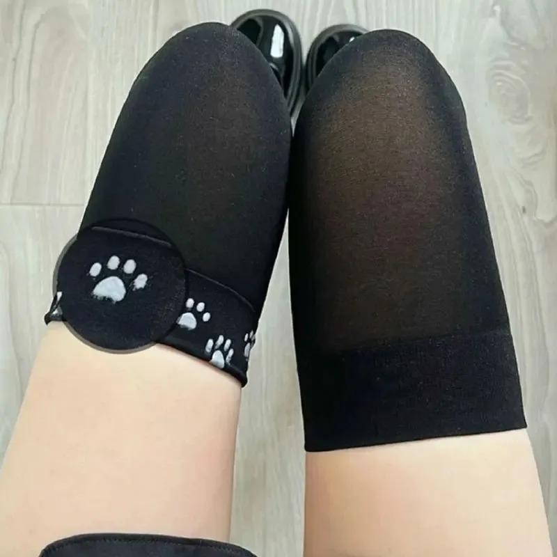 Cat Paw Silicone Dot Grip Over Knee Socks Spring Summer Solid Compression Thigh High Stockings For Women Girls Jk Aesthetic New