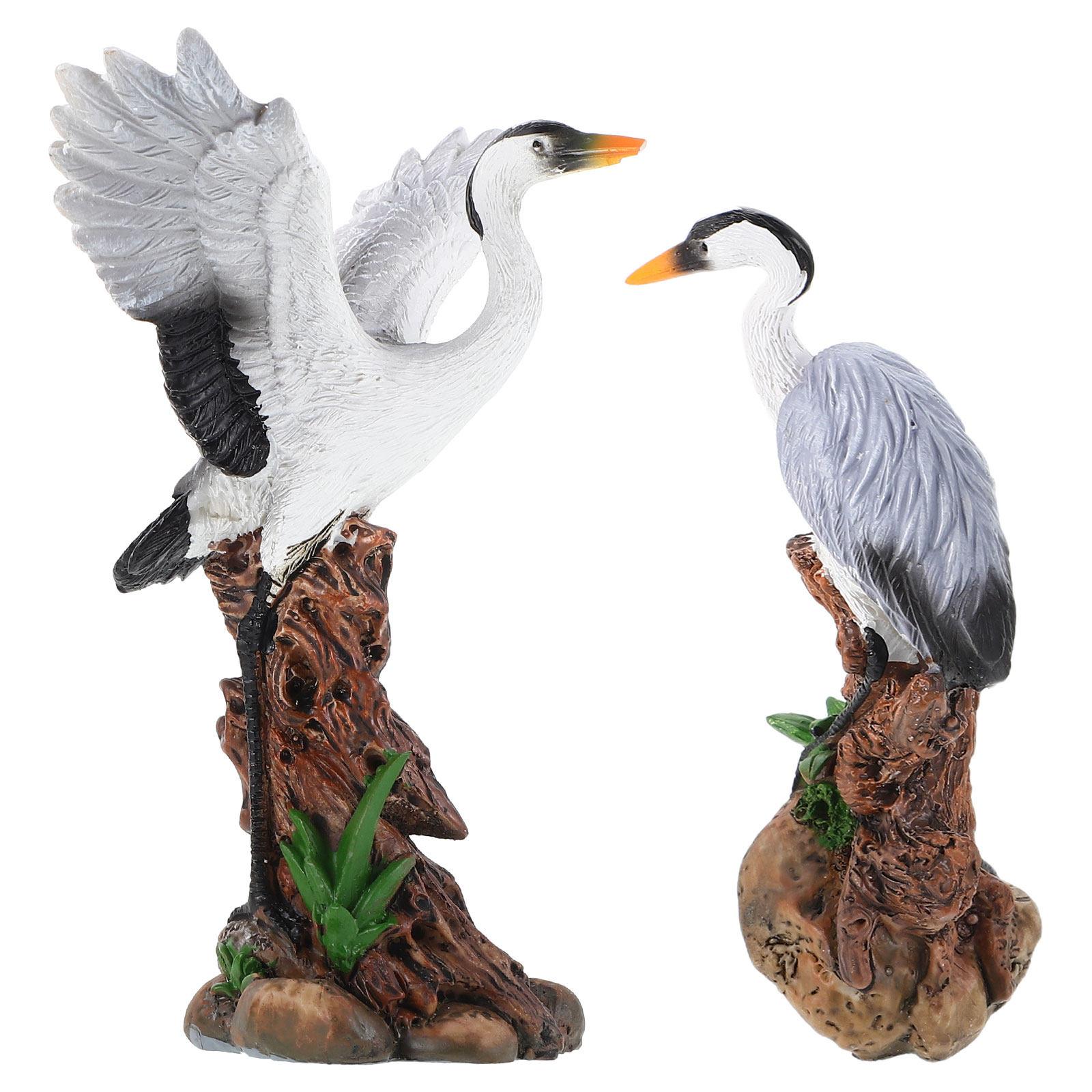 

2pcs Resin Statue Lifelike Simulation Bird Sculpture For Garden Office Home Decor Miniature Landscape Ornament Chinese 13.5X9.8X8CM