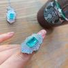Simulazione del Vento Collana Anello Paraiba Set Gioielli Creativo Full Diamond Set di Lusso Pietra Principale 8 * 12
