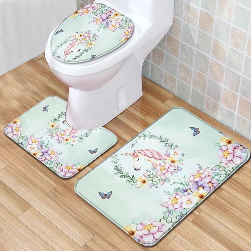 Halloween Bathroom Three-Piece Floor Mat Household Door Mat Bedroom Living Room Carpet
