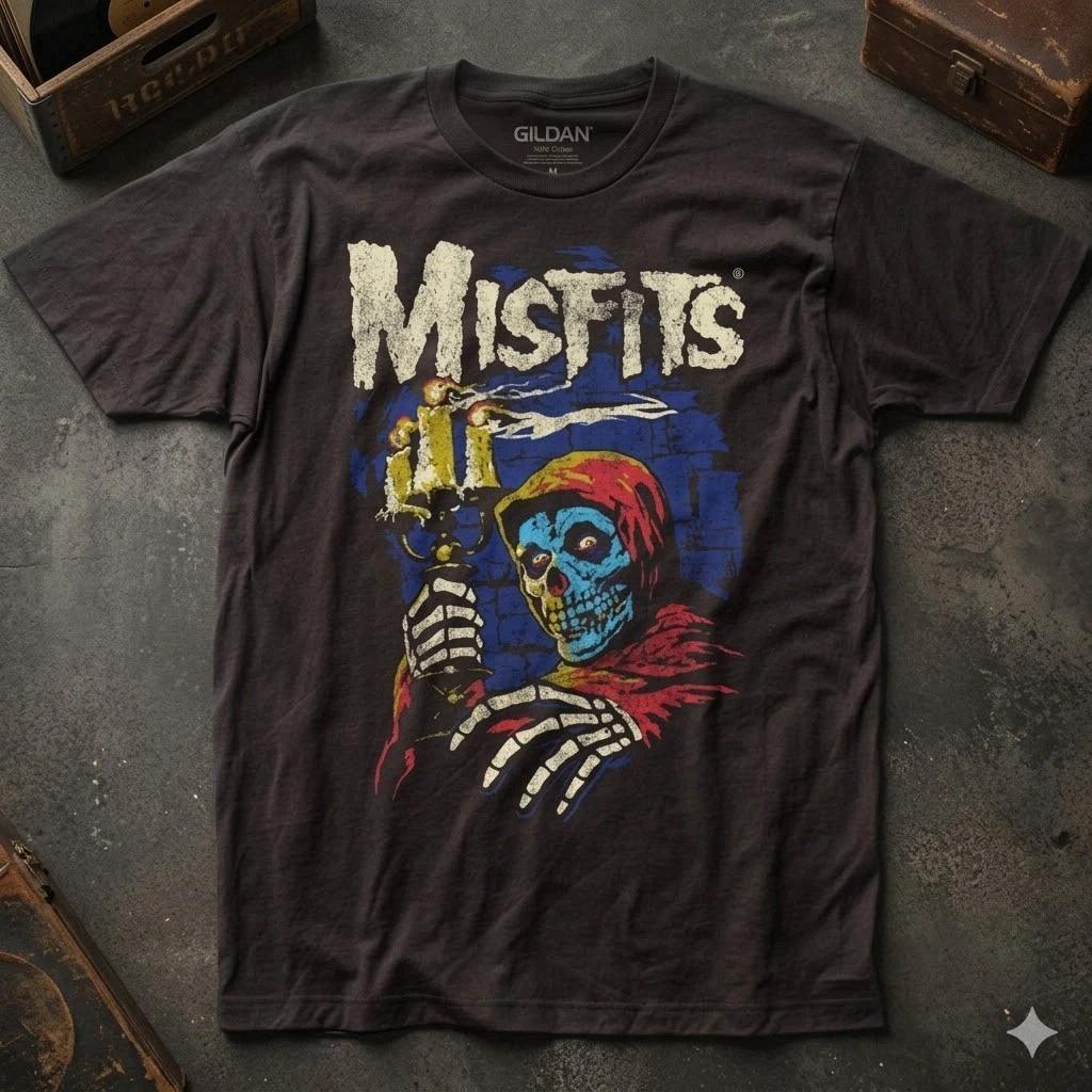 NEW! The Misfits Candelabra Mens T Shirt Black Punk Rock Band Tee Free Ship XL