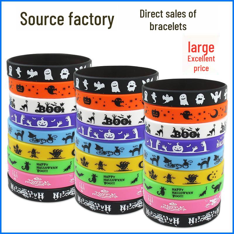 Halloween Basketball Silicone Bracelet: Cartoon Pumpkin & Skull Wristband Gift