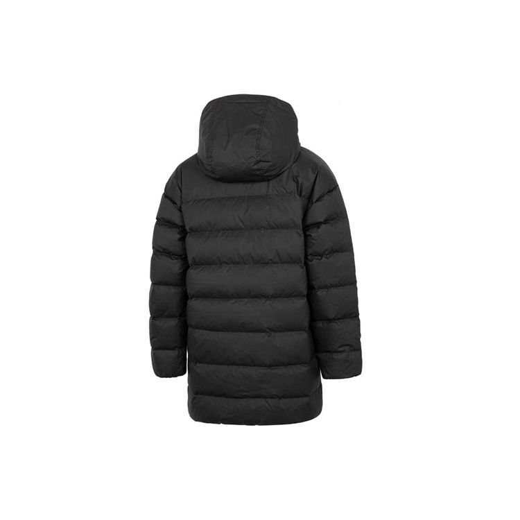 Nike Logo-Muster bedruckte Stehkragen-Kapuzen-Daunenjacke Damen Oberbekleidung Schwarz DQ6874-010