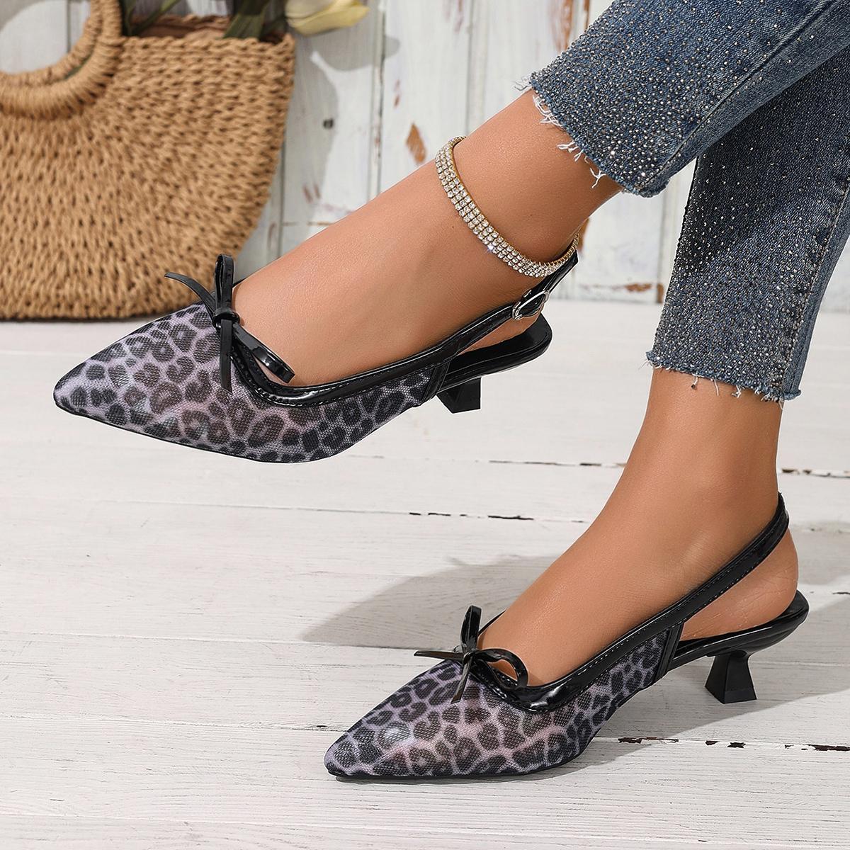 Women Sandals Leopard Print All-Match High Heels Shoes 2026 Summer Spring Stiletto Comfort Fashion High-heeled Sandals Women 35 3240₽