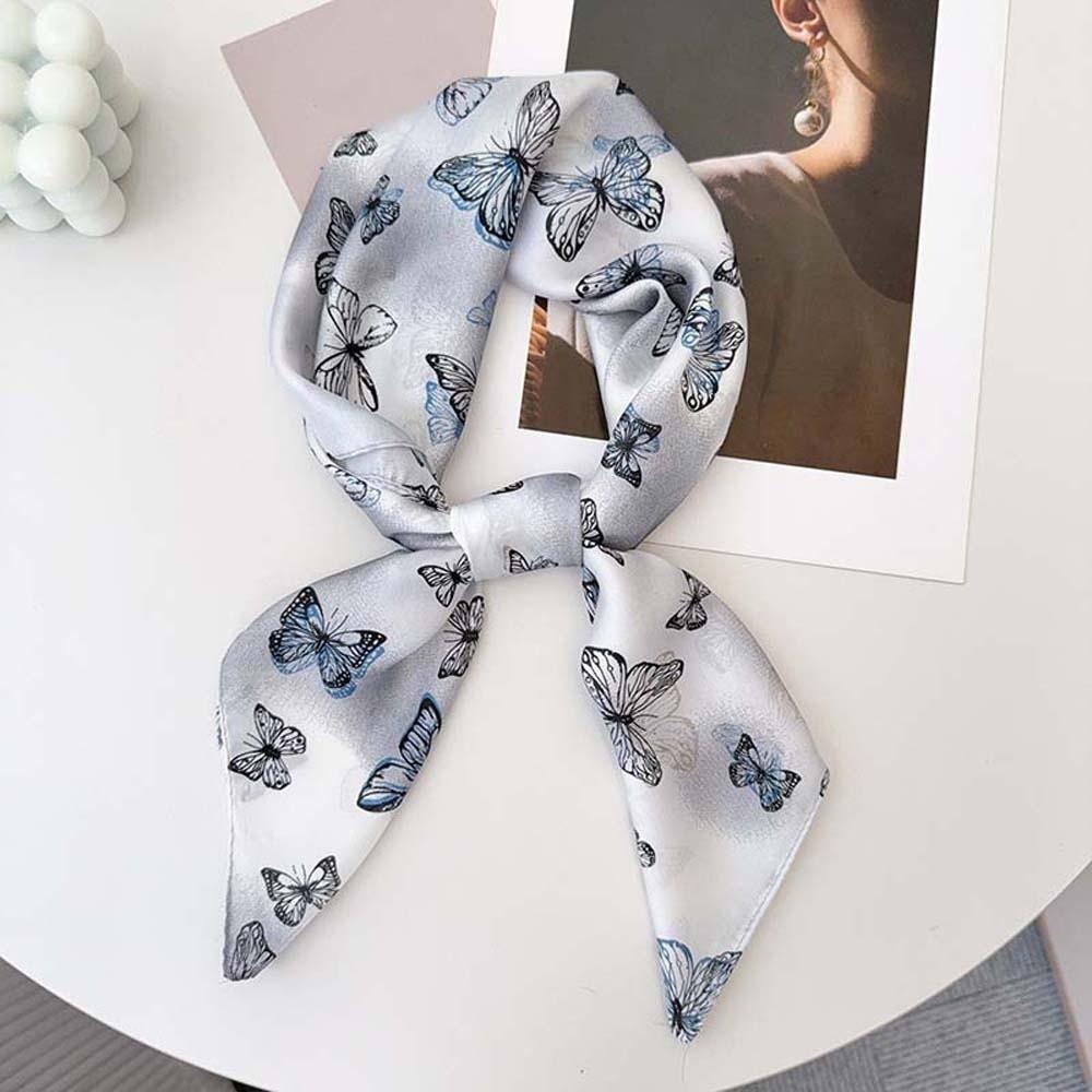 Breathable Small Square Scarf Lightweight Square Handkerchief Elegant Printed Silk Scarf  Women