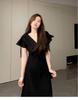 Hepburn-Style Black V-Neck Women's Summer 2026 High-End Long Dress