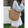 Hand-woven Straw Bag Women's Seaside Vacation Beach Woven Bag Large Capacity Commuter Shoulder Tote Bag
