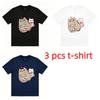 Snacking Cat and Loving Mouse Print Kids T-Shirts Summer Fashion Street Outdoor Casual T-shirt Tops for Boy and Girl's Tees Top