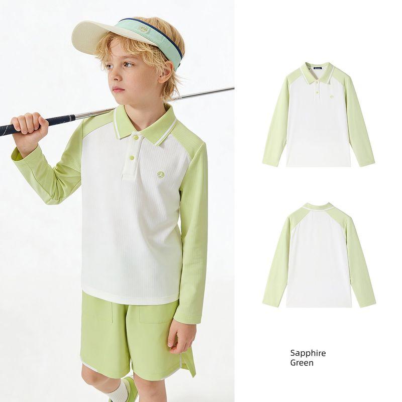 Navigare Italian Small Sailboat Kidsren s Polo Shirt 2026 Spring New Style Long-Sleeved Breathable Top for Boys Sports Spring-Sapphire Green 150
