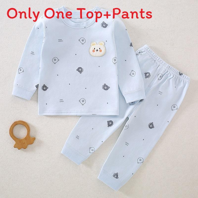 Baby Cotton Sleepwear Set With Shoulder Buttons Nonslip Comfortable Indoor Wear