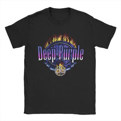 T-shirt Unisexe Deep Purple  T-shirt Vintage en Coton Col Rond Manches Courtes Vêtements Imprimés