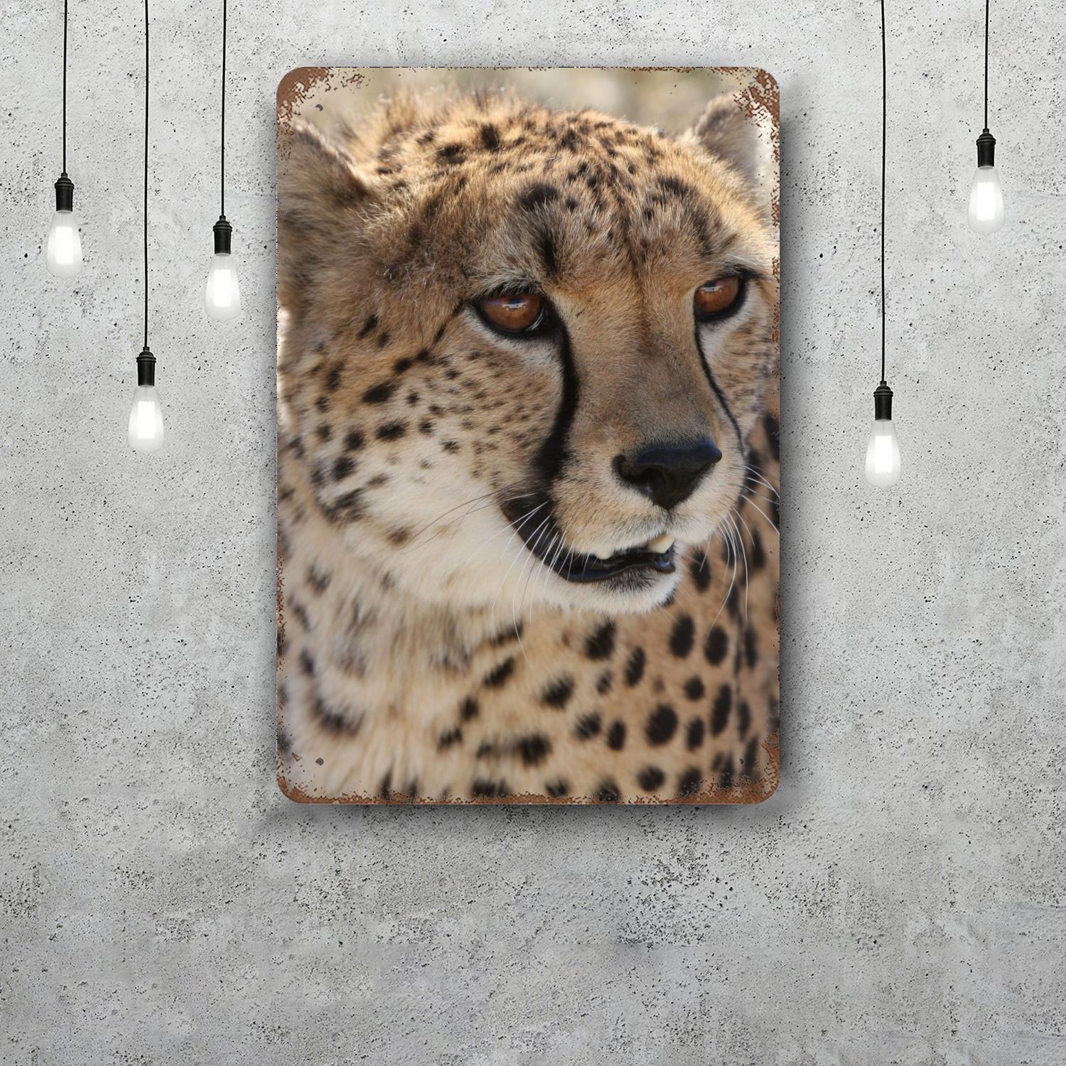 

cheetah print Vintage Metal Tin Signs Posters Decor Retro Metal Plaque Wall Art Decor for Garage Bar 20x30cm（7.8x11.8inch）