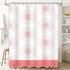 Stylish Floral Print Shower Curtain with Pink Border Bath Decor for Home Use (White)