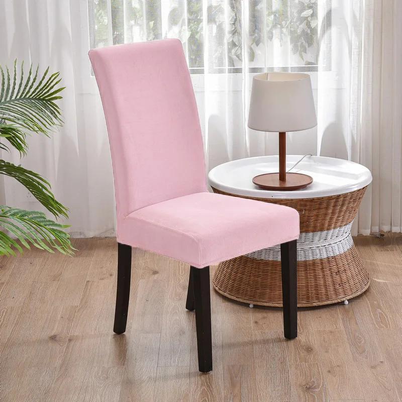 Soft Velvet Dining Chair Cover Universal Long Back Chair Slipcovers Elastic Seat Protector Case for Dining Room Home Decor