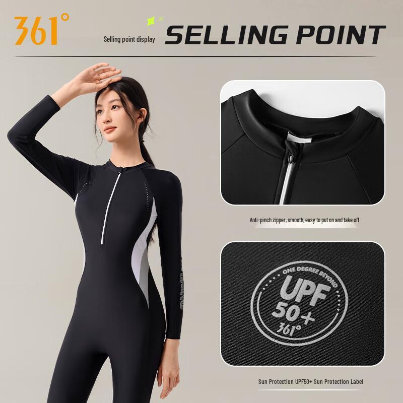 Damski jednoczęściowy strój kąpielowy z długim rękawem Rash Guard 361°