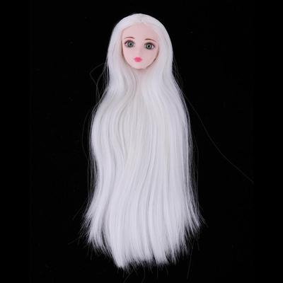 1/6 Female Ball Jointed Doll Head with White Straight Custom Parts Supplies for