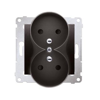 Double Socket with Grounding Contact Shutter, Anthracite Simon54