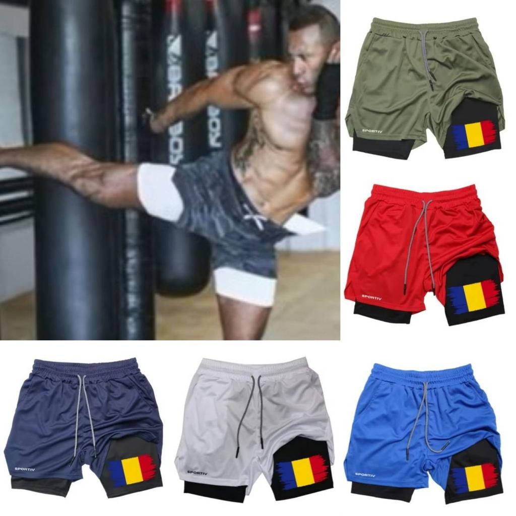 Romania Flag Camouflage Muay Thai Kick Boxing Shorts Men Women Unisex Casual Sportswear Double Layer Quick Dry Training Sport Gym Fitness Workout
