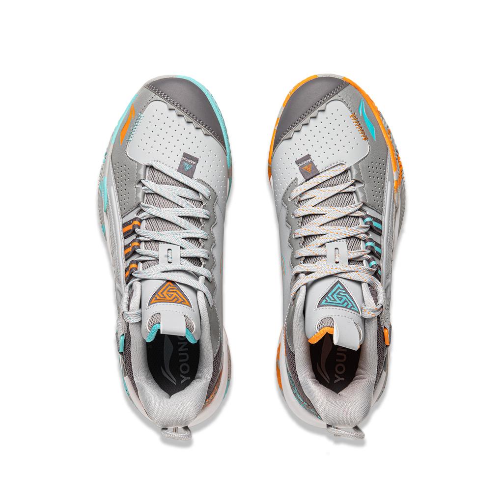 Li Ning Kids Comfortable Non-Slip Wear-Resistant Rebound Low-Top Basketball Shoes Misty Gray Kids Sneaker YKBU082-7