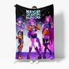 Cartoon K Pop Demon Hunters Flannel Blanket Cover Warmth Winter Blanket Multifunctional Decorative Universal Blankets