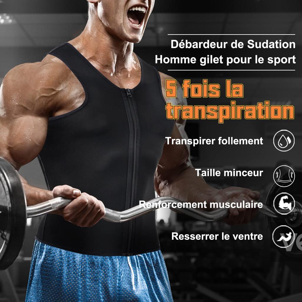 Sawaiko Sauna Double Heat and Warmth Men's Suit/Sauna Vest, Sweating, Stylish, Washable, Waterproof, Sweat-Eliminating, Sportswear, Stretch,