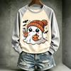 Women's Halloween Printed Neck Pullover Sweatshirt with Cute Design for Holiday