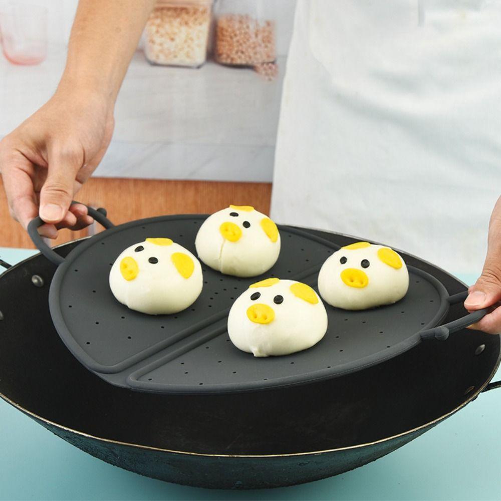 Silicone Steaming Rack Heat Resistant Drain Rack Multifunctional Foldable Steamer Basket  Wok