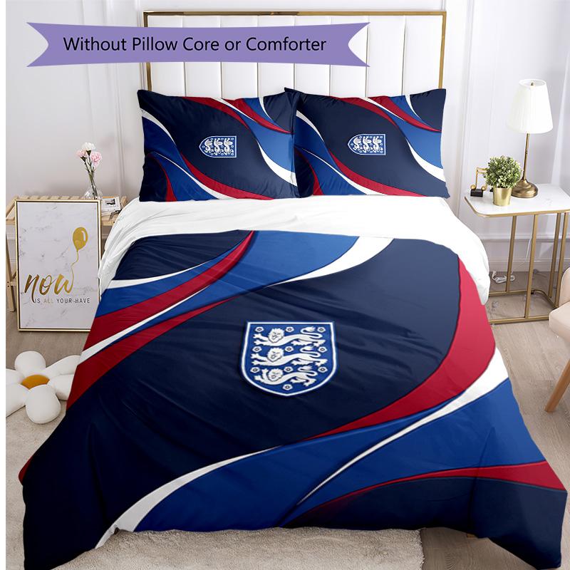 Set Biancheria da Letto Stampata Calcio Inghilterra 3 Pezzi Copriletto Traspirante Accogliente come Regalo per la Casa Nuova o per le Feste