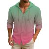 Men's Hooded T-shirt Gradient Color Cotton And Linen Men's Casual Long-sleeved Top
