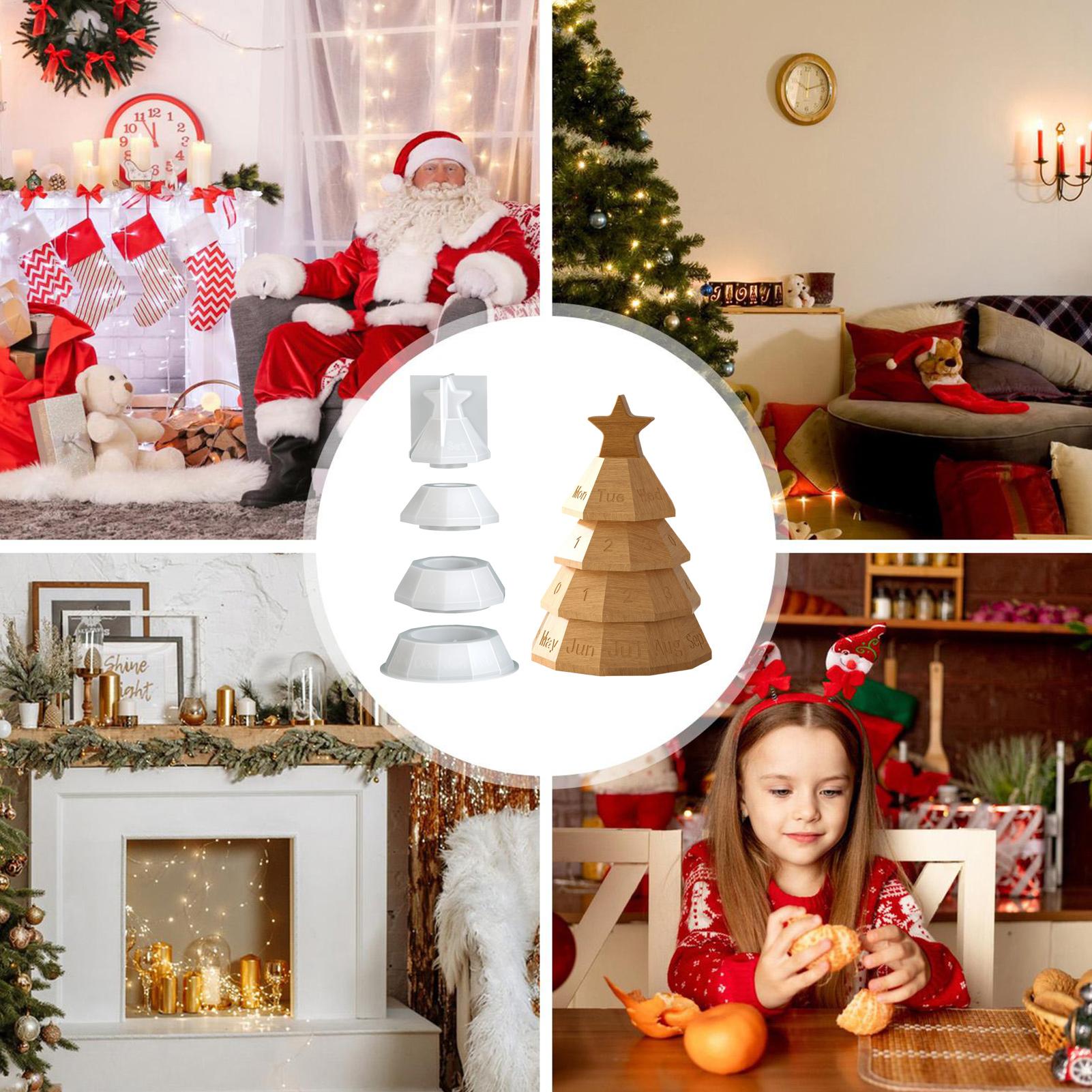 Mystical Stacking Christmas Tree Candle Jar Silicone Mold with Lid Handmade Concrete Candle Vessel Mould  Silicone Mold China Mainland