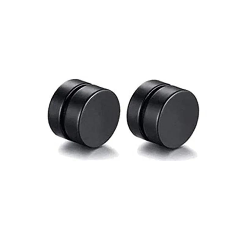 1 Pairs Magnetic Ear Clip Set Men and Women Stainless Steel Ring Cross Non-Perforated Fake Gauge Earrings Jewelry Gift