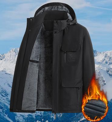 Autumn and Winter Outdoor Mountaineering Jacket Plus Velvet Thickened Polar Fleece Men's Sports Snow Warm Hooded