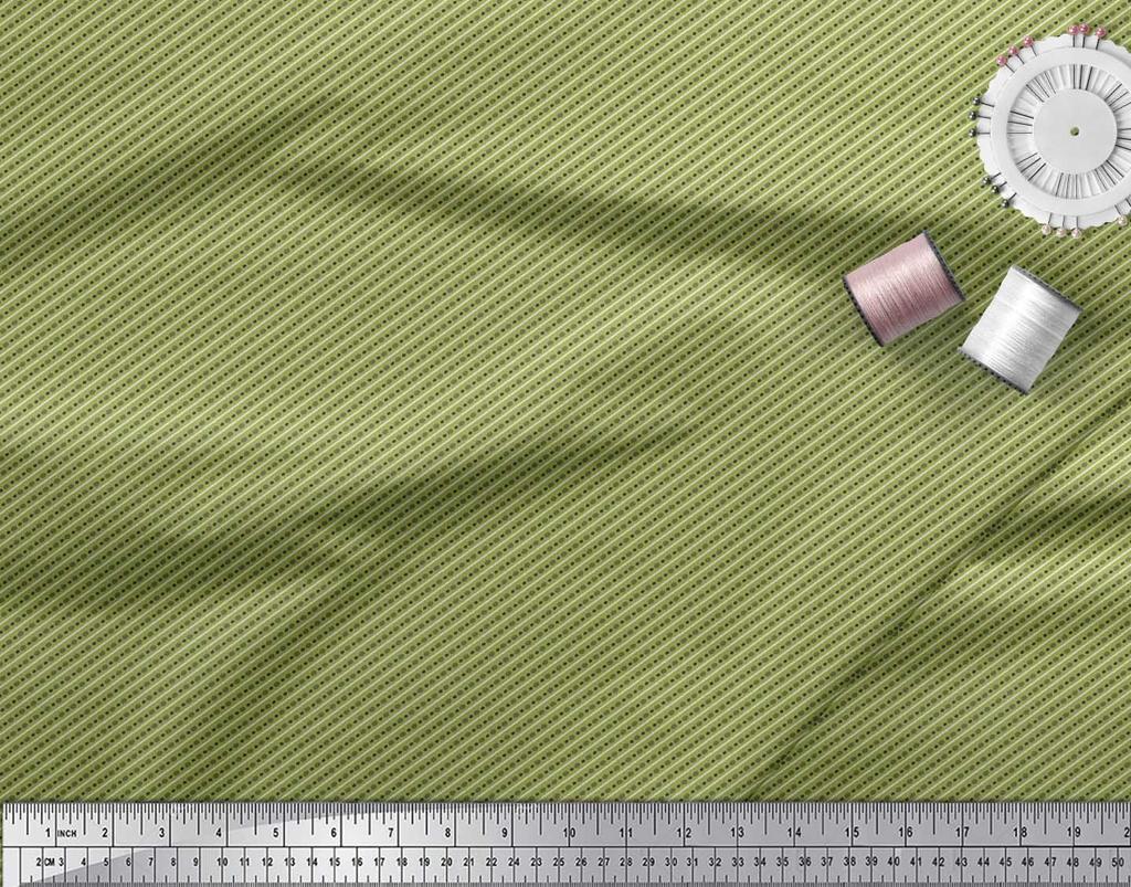 Soimoi Purple Poly Crepe Fabric Diagonal Stripe & Dots Print Fabric by the Metre 42 Inch