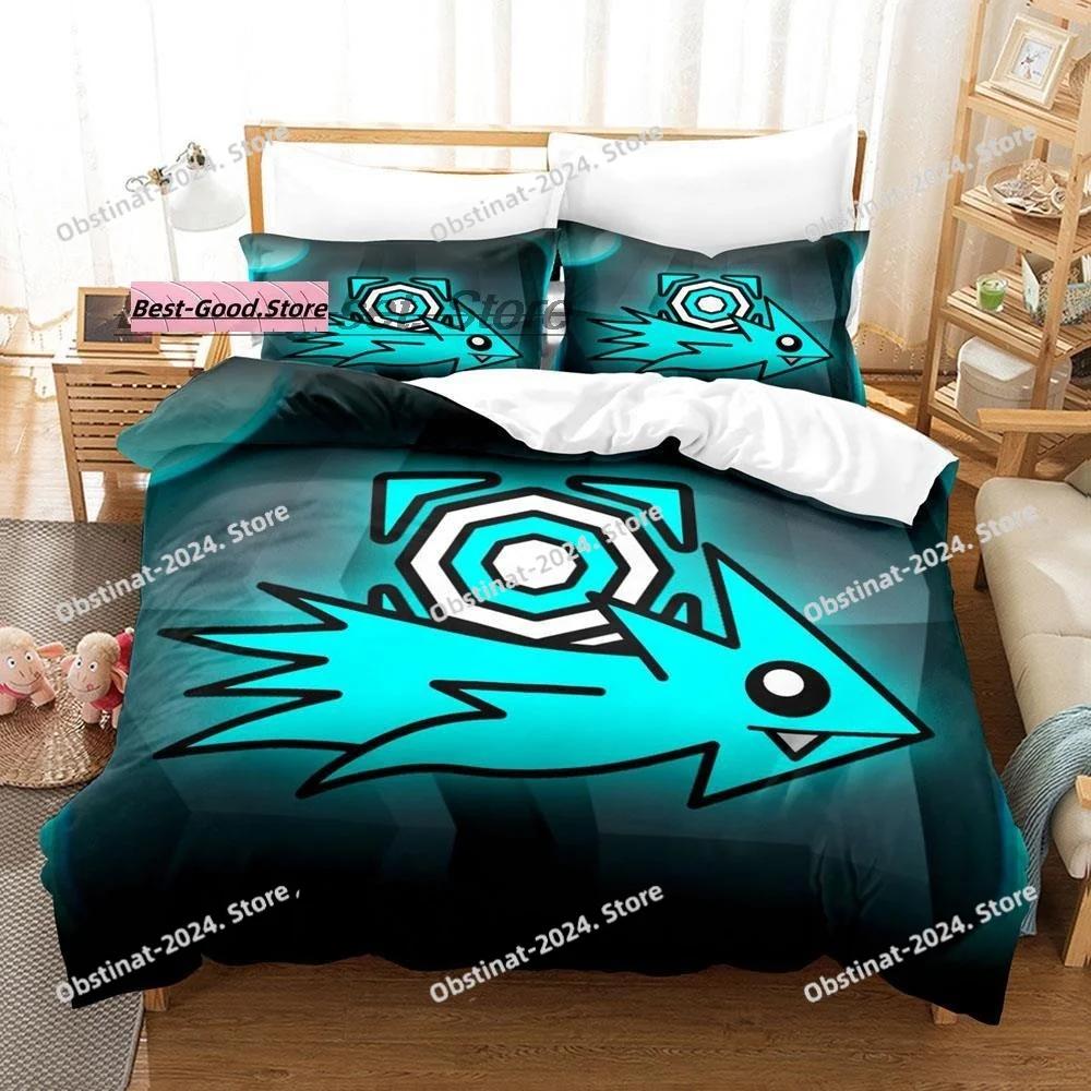 Hip Hop Angry Geometry Dash Bedding Set Single Twin Full Queen King Size Bed Set Game Bedroom Duvetcover Sets Anime Bed